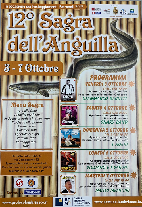 12° Sagra dell'Anguilla - Dal 03 ottobre 2025 al 07 ottobre 2025